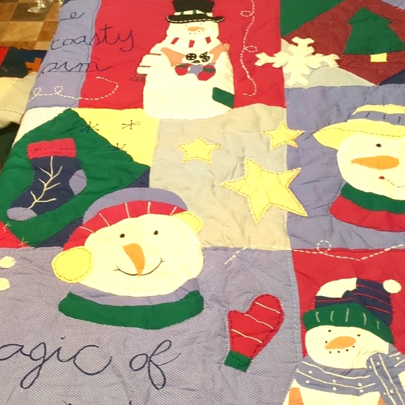 NWOT Beautiful Vintage Snowman Quilt. - Picture 1 of 7